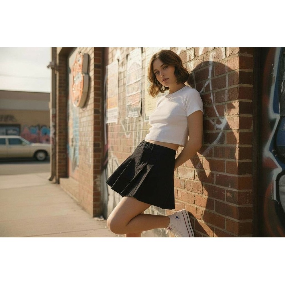 Y2K No Boundaries Women's Pleated Mini Skirt Black Size M 8-10 cheerleader style